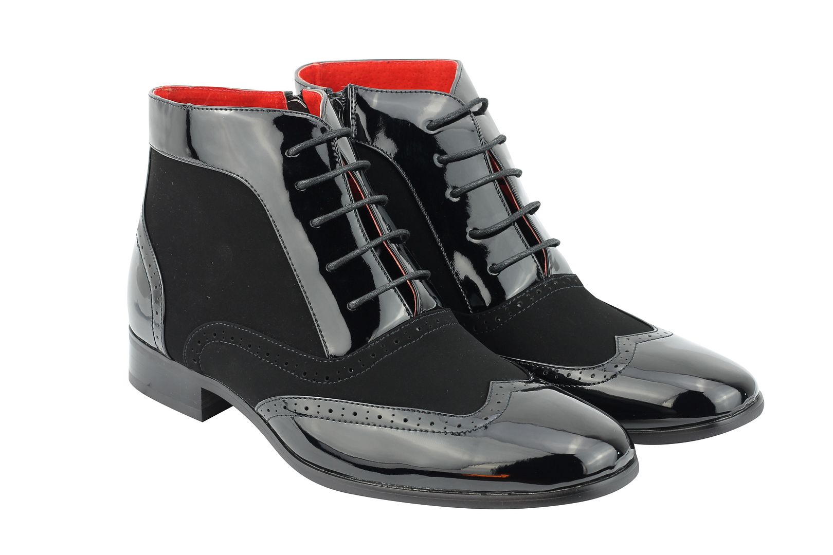 Men’s Patent Leather Spats Ganster Brogue Ankle Zip Boots Fancy Party